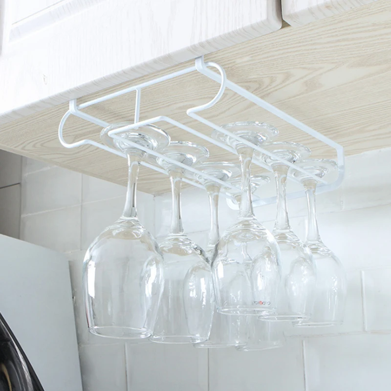 New Useful Stainless Steel 6-9 Cups Wine Rack Wine Glass Rack For Holder Glasses Storage Bar Kitchen Hanging Bar Hanger Shelf 4
