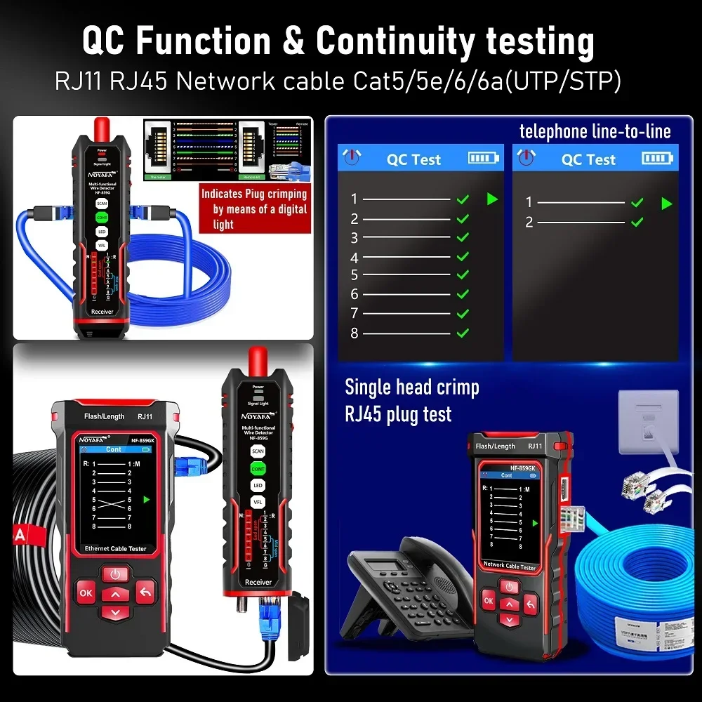 IP Scanning PING Network Tester NF-859GK Line Finder Circuit Breaker Finders Red Light Single Head Crimping Length Breakpoint