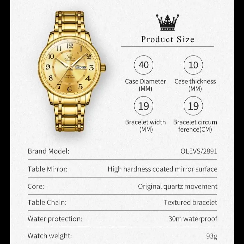 ساعة يد أوليفس-ساعة يد كوارتز للرجال ، شاشة تقويم...