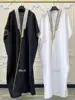 Eid Men Robe Muslim Embroidery Batwing Short Sleeve Loose Jubba Thobe Kimono Dishdasha Islamic Clothing
