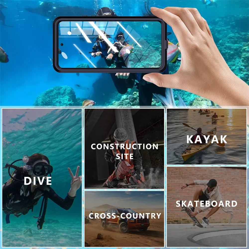 IP68CASE Custodia Impermeabile per Redmi Note 13 Pro 5G, Protezione dello Schermo Integrata a 360 ° corpo intero Antiurto Antipolvere Antineve per