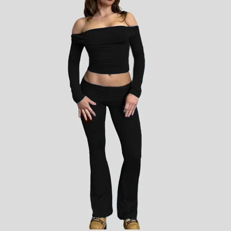 Women Elegant Solid Y2K Flare Pant  Low Waisted Slim Fit Streetwear Pink Casual Full Length Chic Skinny Pants Female Clothes