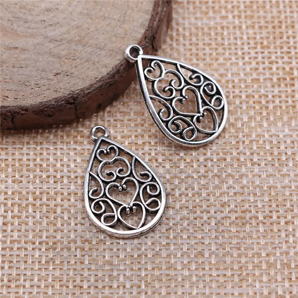 

Pendant Hollow Drop Shaped Heart Earrings Jewelry Materials 25x15mm 10pcs