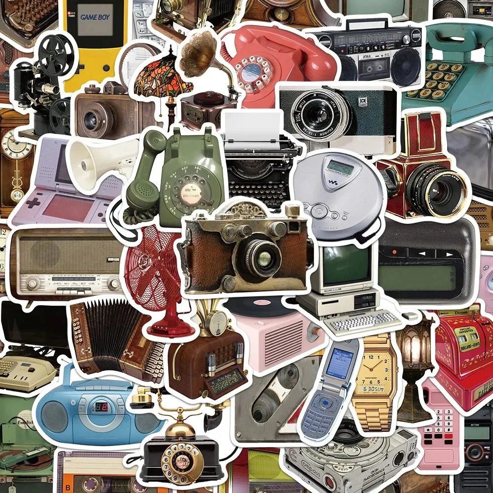 

10/30/50pcs Retro Electronic Devices Stickers Vintage Radio Camera Phone Sticker Decoration DIY Skateboard Laptop Notebook Decal