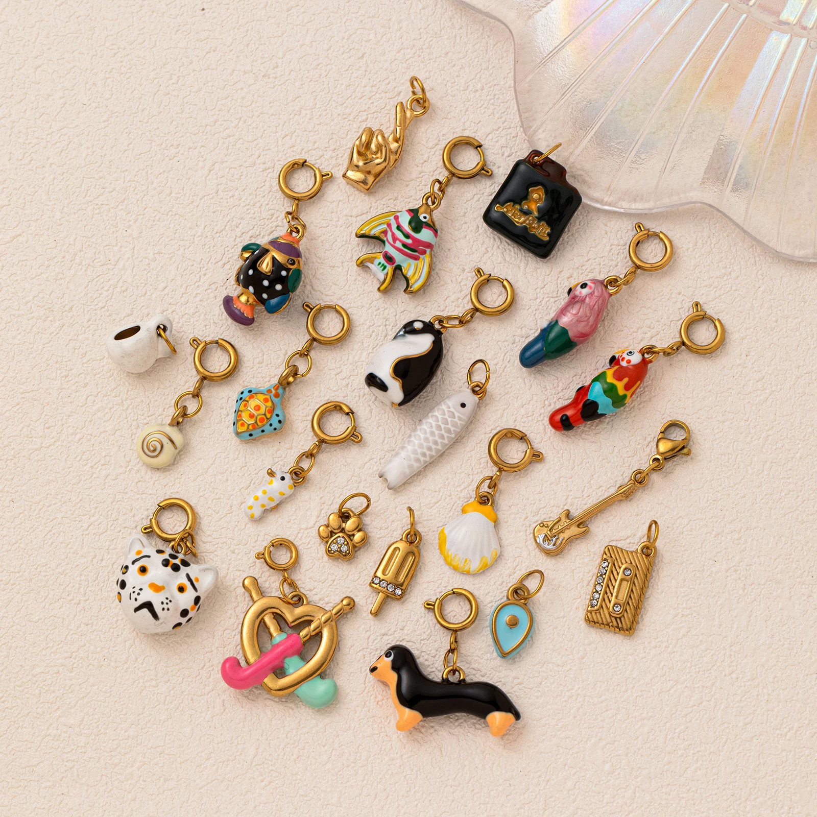 Modische Neue Trendige Tier-Serie Welpen Papagei Schildkröte Kleiner Fisch DIY Anhänger Charms für Schmuck