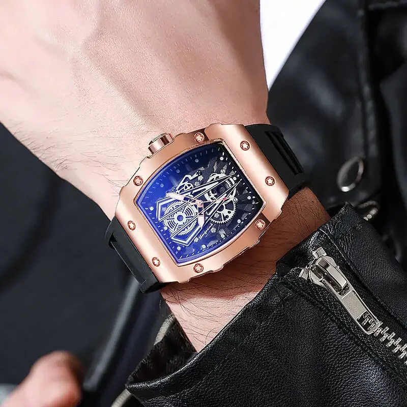 Casual Silicone Band Men's Luxury Sports Quartz Watch with Large Dial