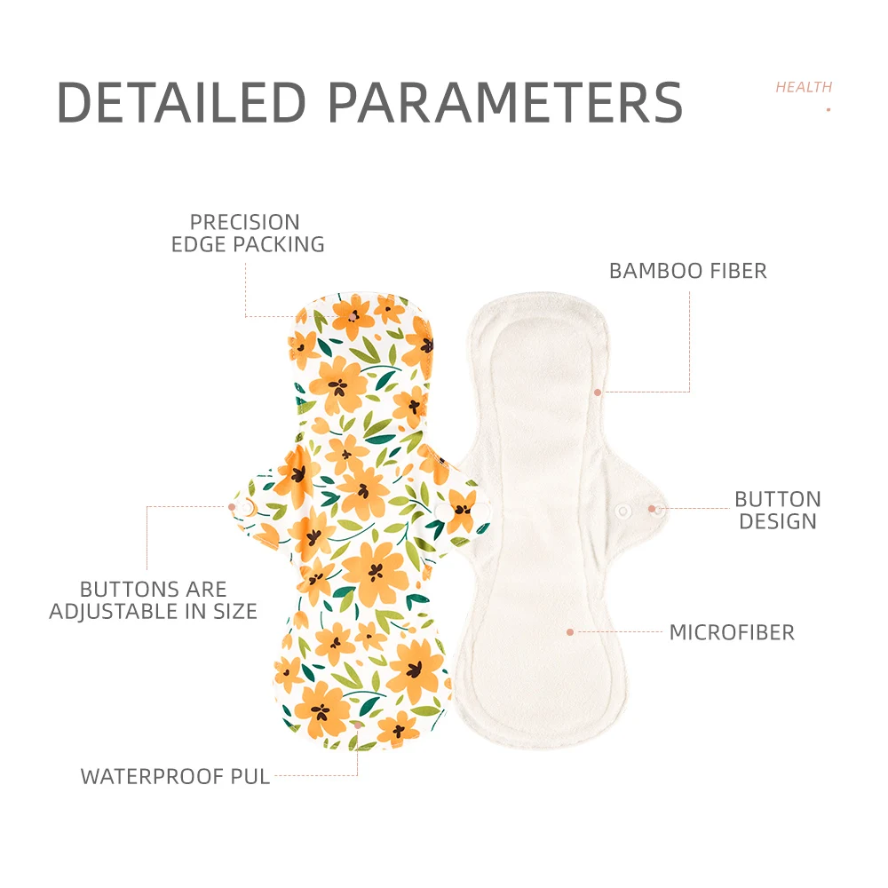 HappyFlute New Nature Print One Piece Reusable Bamboo Terry 300mm Washable Sanitary Liner Reusable Mum's Menstrual Pads