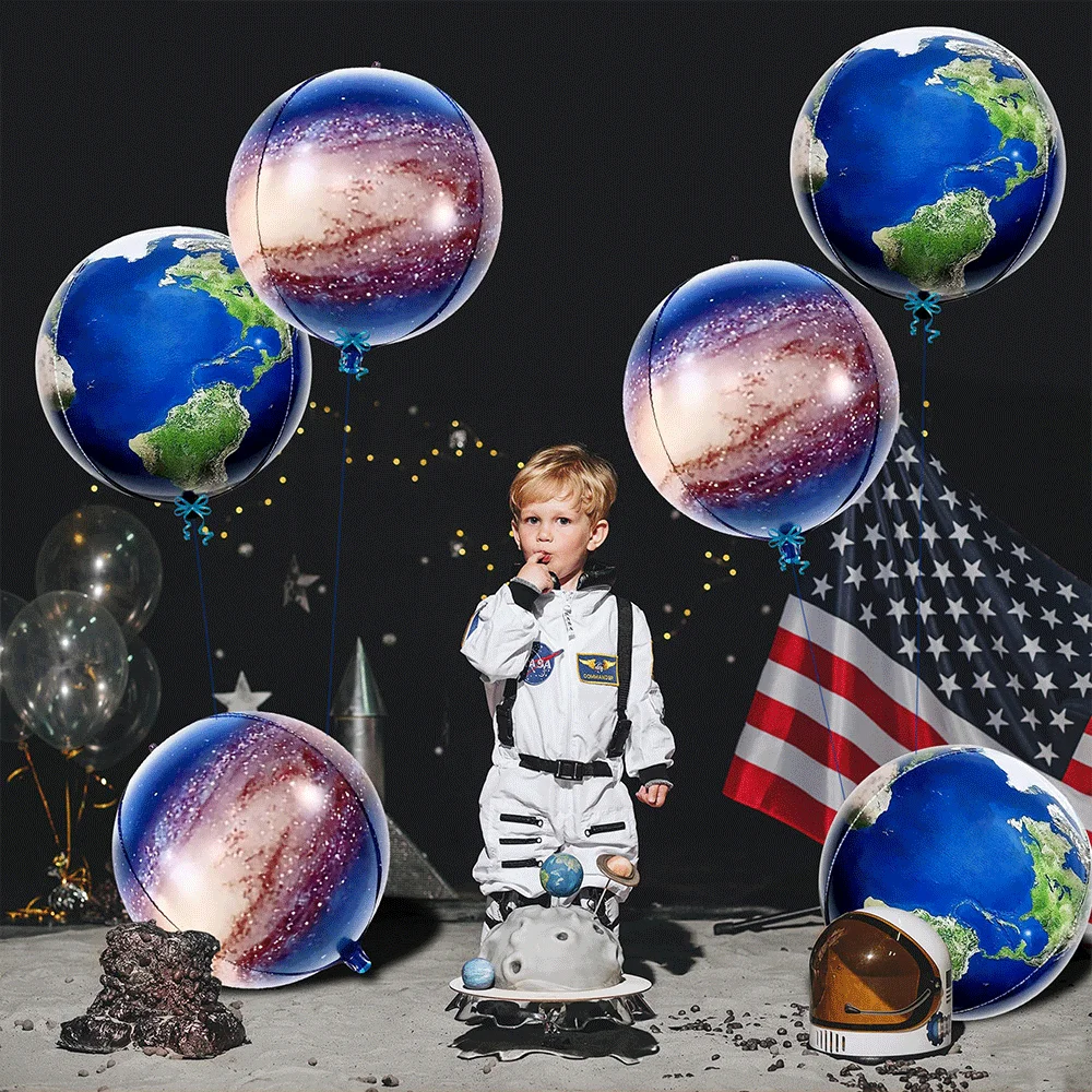 Weltraum-Geburtstagsdekoration, Folie, Astronaut, Rakete, Planet, Luftballons, Nummer 3, 4, 5, silberner Ballon, für Kinder, Jungen, Weltraum, Partyzubehör – Detail 13