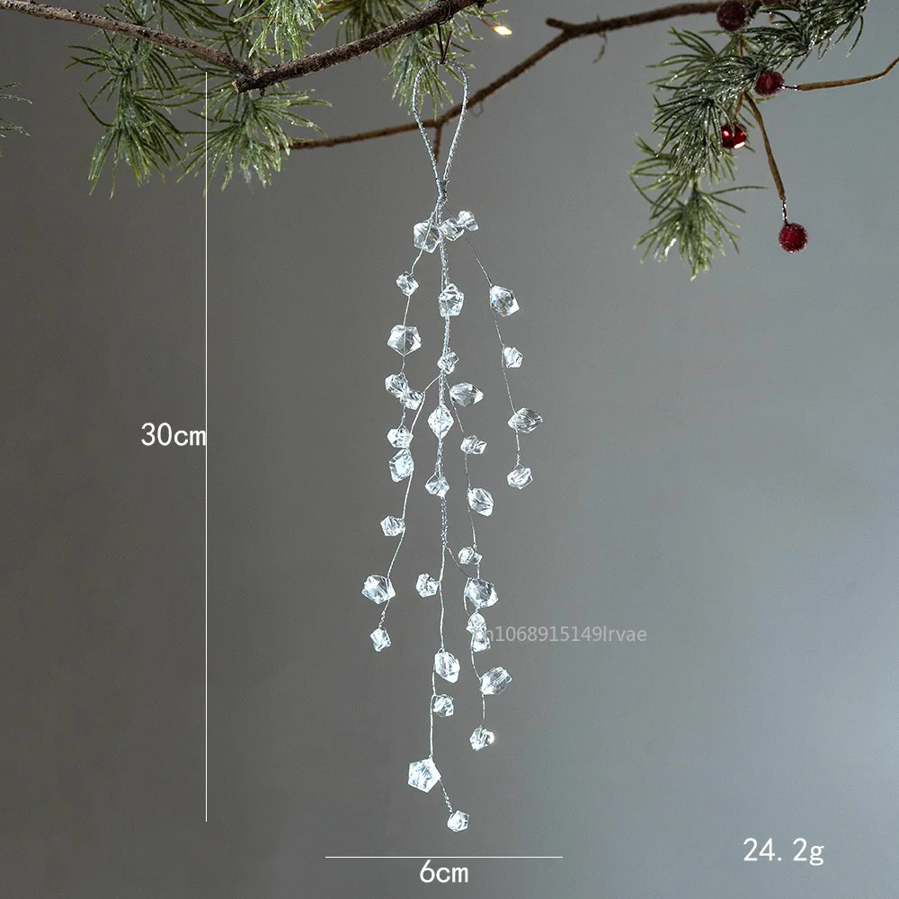 Christmas Tree Decorations Christmas Snowflake Pendant Acrylic Transparent Snowflake Ice Crystal Shape Hanging Drop Xmas Gifts