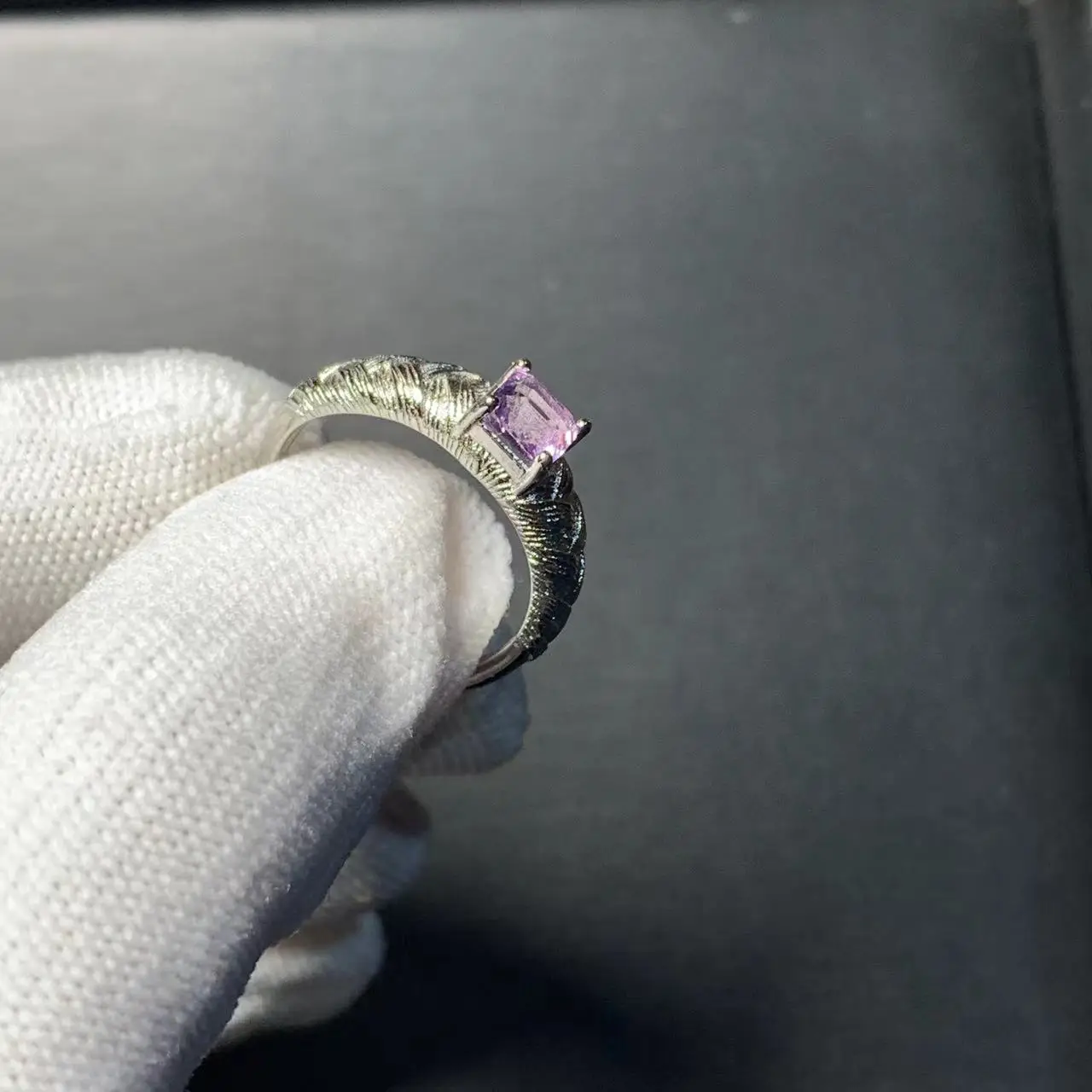 Natural Amethyst Ring Stone Female Handmade Rings Jewelry for Women Gift Purple Flower