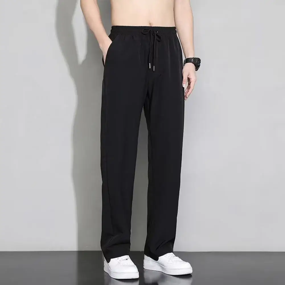 

Men Casual Trousers Casual Men Pants Quick-drying Men's Sport Pants with Side Pockets Drawstring Waist for Gym Training Jogging