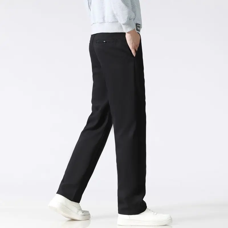 Big Size Mens Casual Pants Relaxed Fit Cotton Trousers Elastic Waist Drawstring Sweatpants Mens Jogger Pants Summer Spring