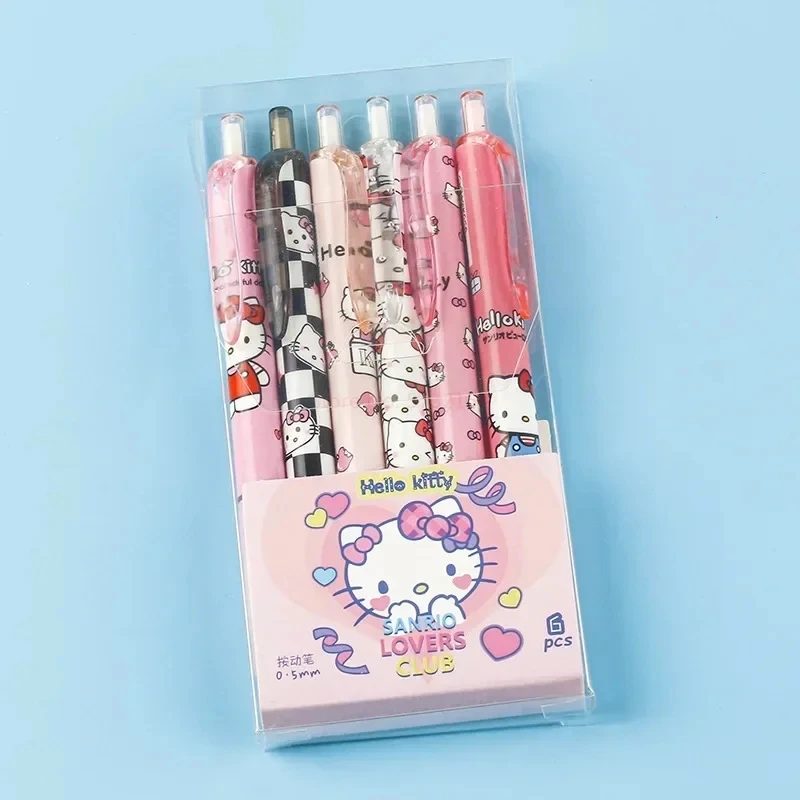 산리오 젤 펜 Hello Ktiiy 프레스 펜, 귀여운 학생용 빠른 철자 쓰기 도구, 0.5mm 블랙 학교 문구 선물, 12 개