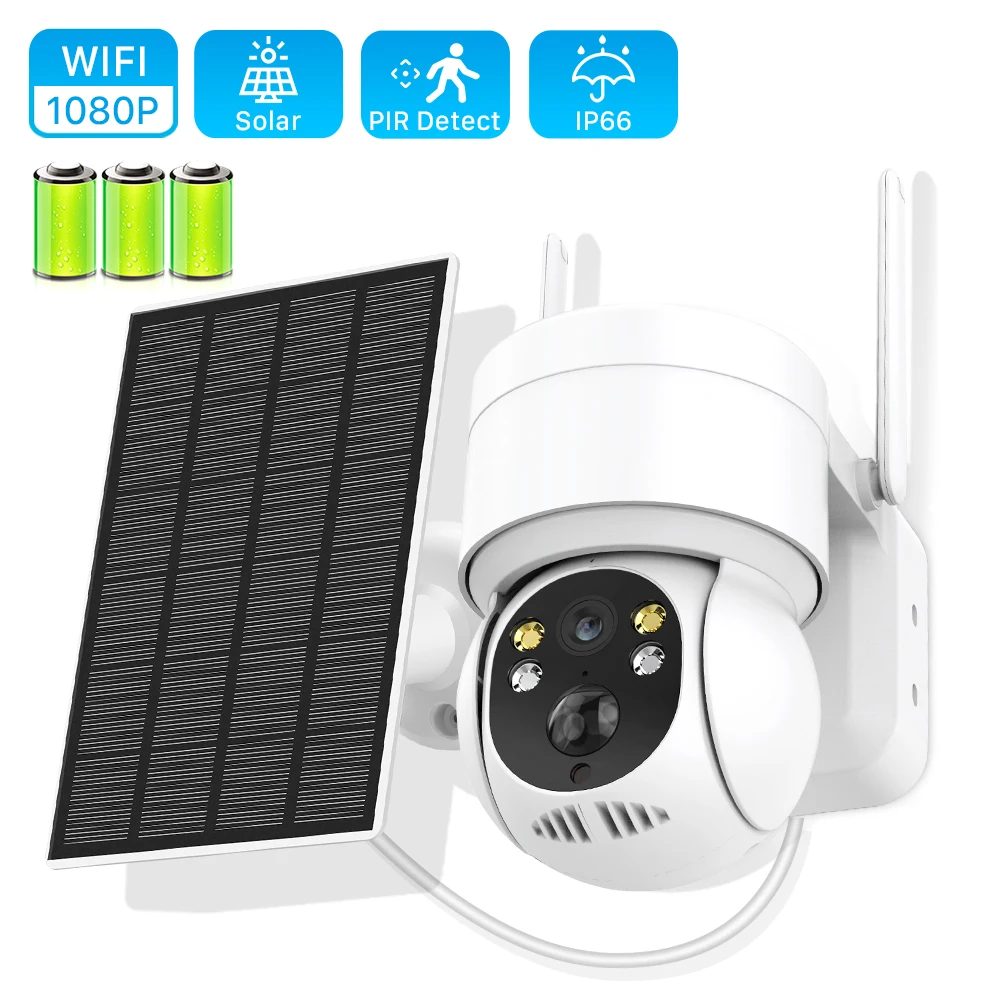 Solar Camera Wifi Outdoor 1080P PIR Human Detection Wireless Surveillance IP Cameras with Solar Panel 7800mAh Battery Cam 4mp wifi solar camera outdoor night vision ptz ip camera with solar panel recharge battery cctv video surveillance cameras