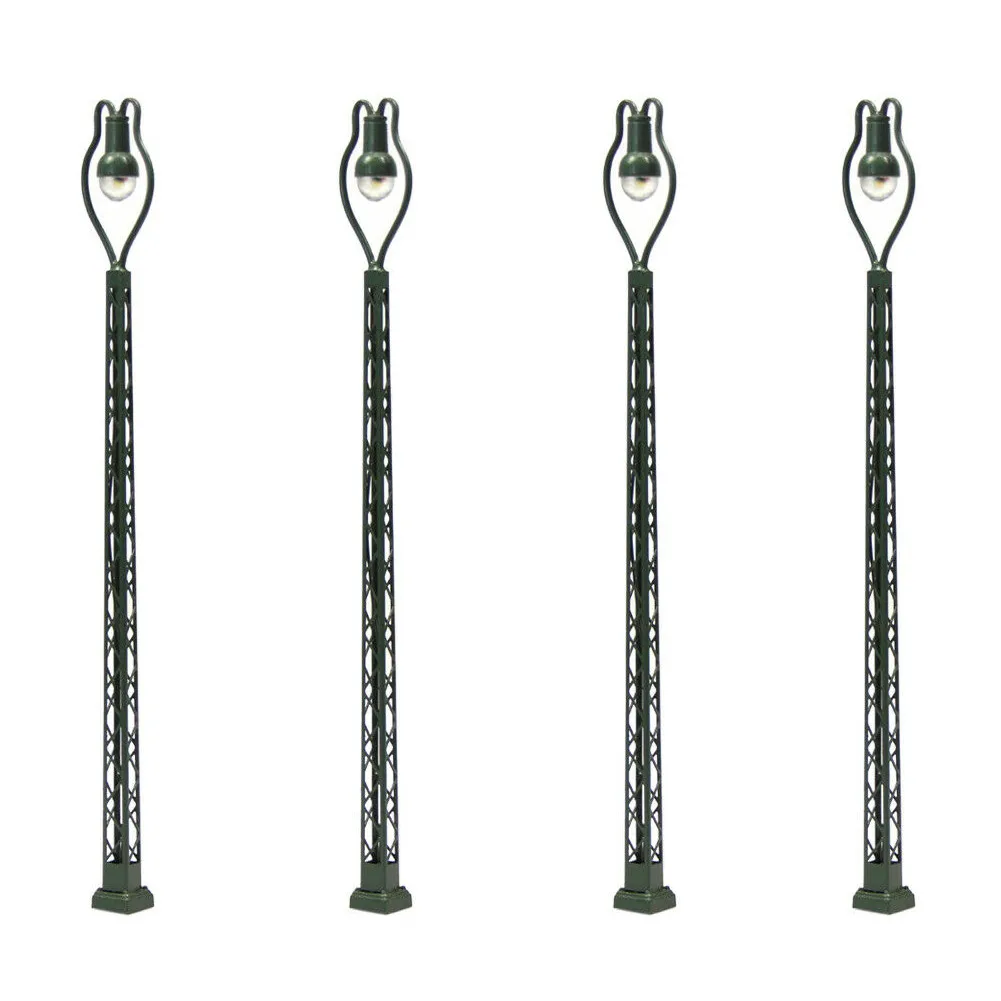 Garden Art Decor Model Railroad Lamp Model Street Railway Lights Lattice Mast Light Track N Light Layout 1:160 Landscape Garden Playground Scenery Led Lamp 4Pc