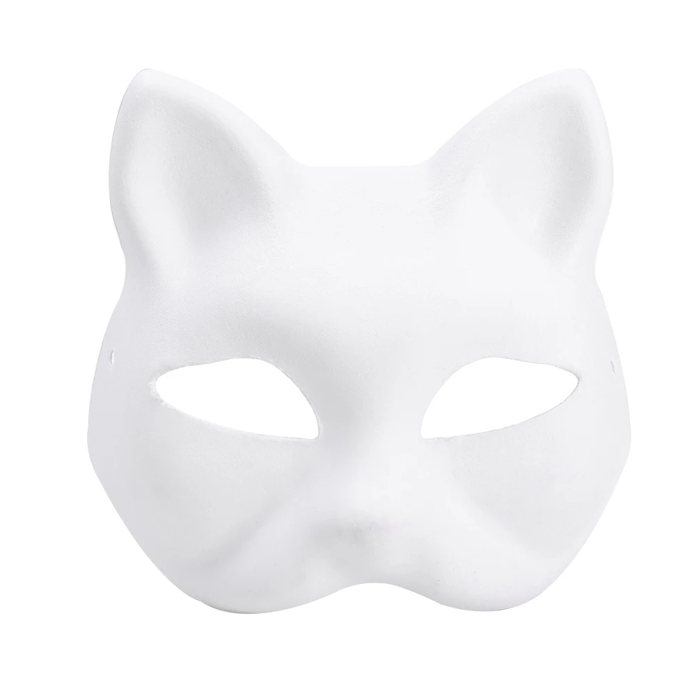 Yarizm Cat Mask White Paper Blank Hand Painted Face Mask (Pack of 5)