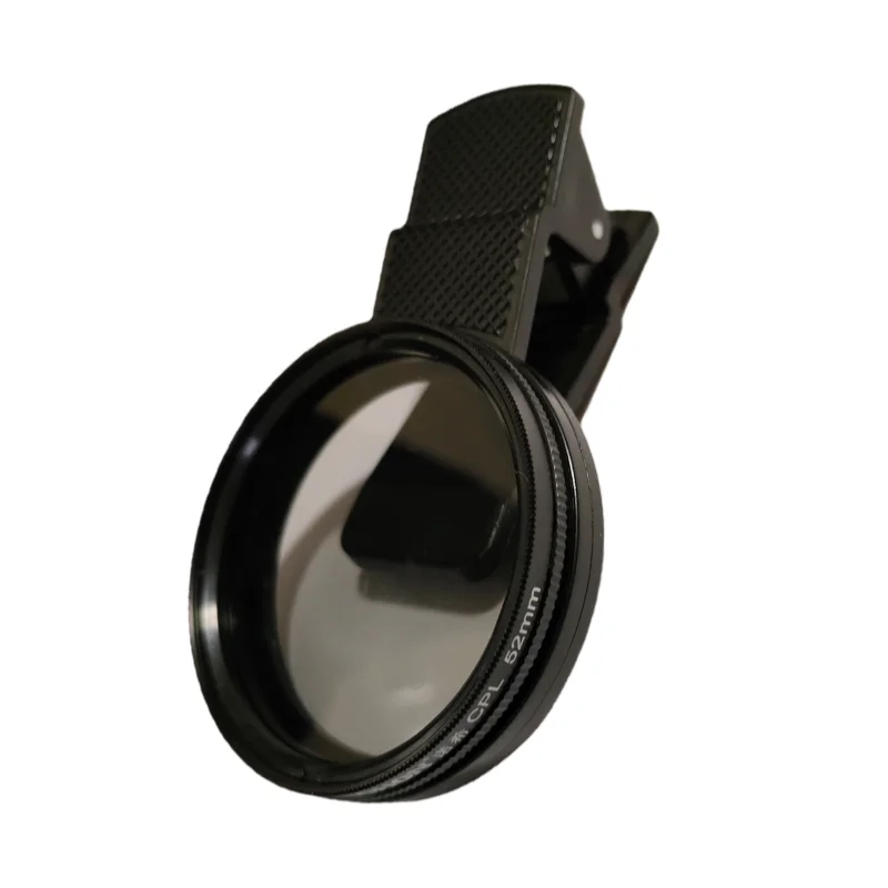 52mm Mobile Photography Polarizing Lens Filter with Clip - Reduces Reflections