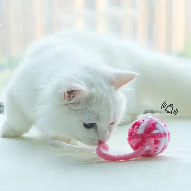 MADDEN Funny Cat Toys Colorful Yarn Balls with Bell Sounding Interactive Chewing Toy for Kitten Stuffed Toy Ball Cat Supplies 3