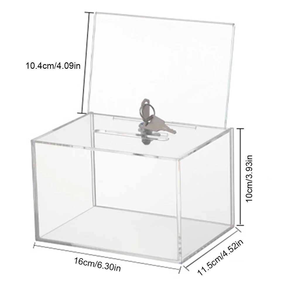 Acrylic Donation Box with Lock Raffle Box with Sign Holder Ballot Suggestion Box for Fundraising Donation Voting 6
