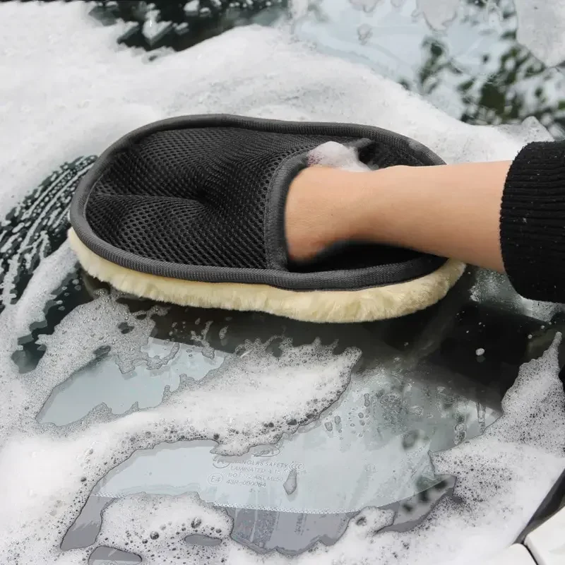 Thickened Plush Car Wiping Gloves Waxing Imitation Car Washing Wool Gloves Polishing Car Cleaning Products cleaning cloth