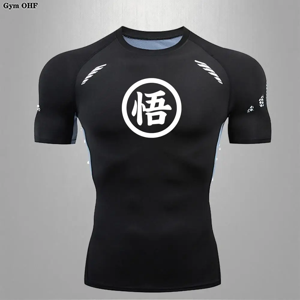 Goku Print Compression Shirts For Men Gym Workout Jogging Fitness Undershirts Base Layer Quick Dry Aerobic Exercise Men Tops