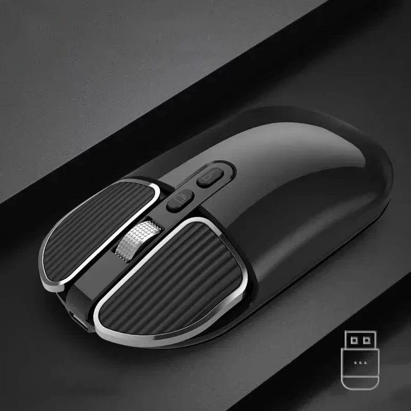 Souris de bureau sans fil USB double modèle silencieuse et rechargeable, antidérapante, avec boutons de réglage de 1600 DPI, compatible MacBook et PC._voghion.com