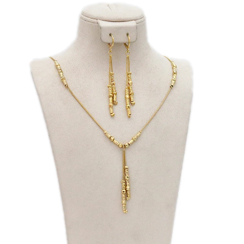 

Dubai Style Gold Bead Necklace, Women's Earrings Pendant Ball Set, Ethiopian Ethnic Jewelry, Daily Party Gifts From India