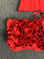Women Red Bodycon Mini Bandage Outfits Club Party Strapless Laced Up Back Tops And Mini Short Skirts Two Piece Sets Nightwears - Image 6