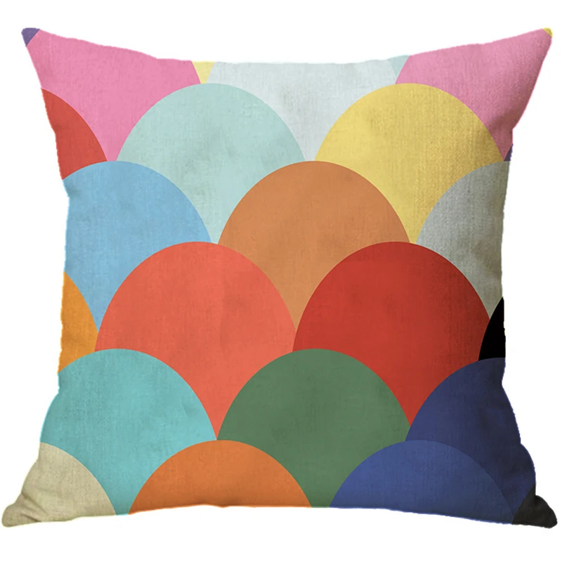 Home Decor Colorful Geometric Cushion Cover For Sofa Office Decoration Nordic Leaf Print Throw Pillow Cover Car Pillowcase