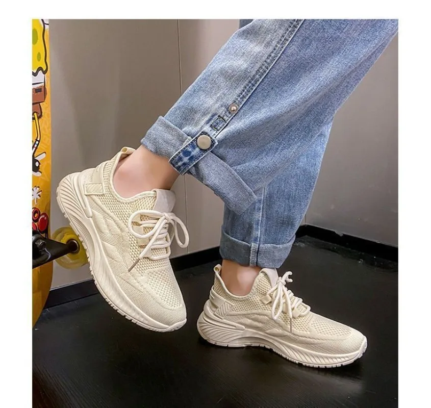 Sneakers Women's New Summer Fly-woven Mesh Breathable Mesh Shoes Casual Soft-soled Gym Running Shoes