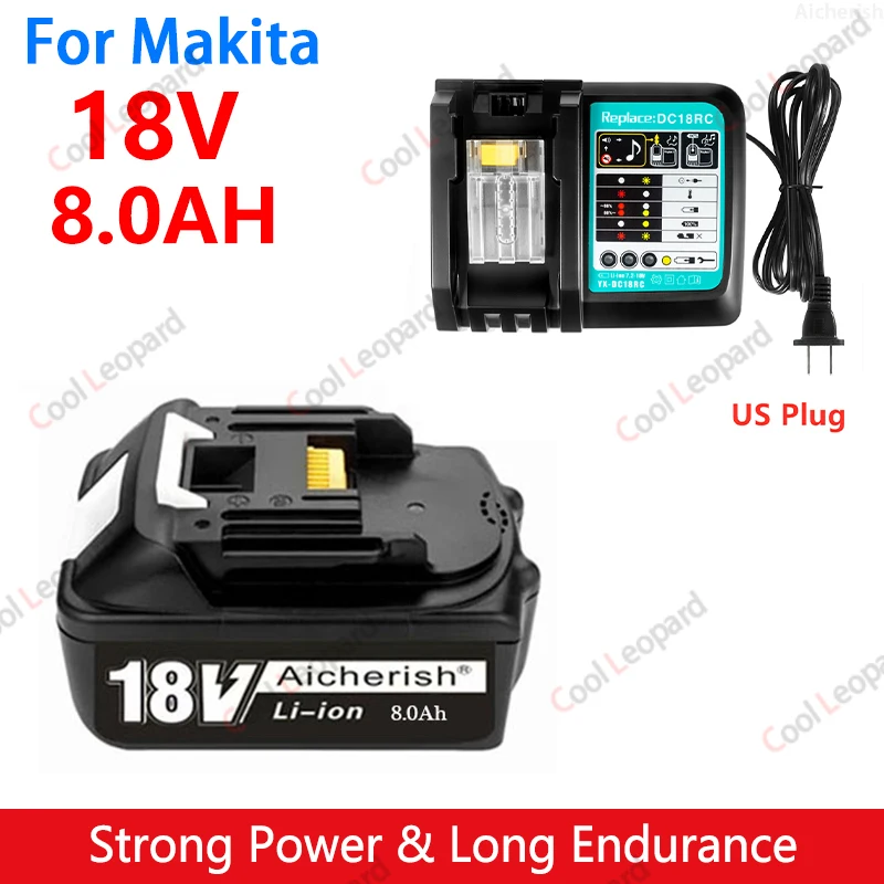 

For Makita 18V 8000mAh Replacement 18V Power Tool Lithium Battery BL1860 BL1850B BL1850 BL1840 BL1830 BL1820 BL1815 LXT-400