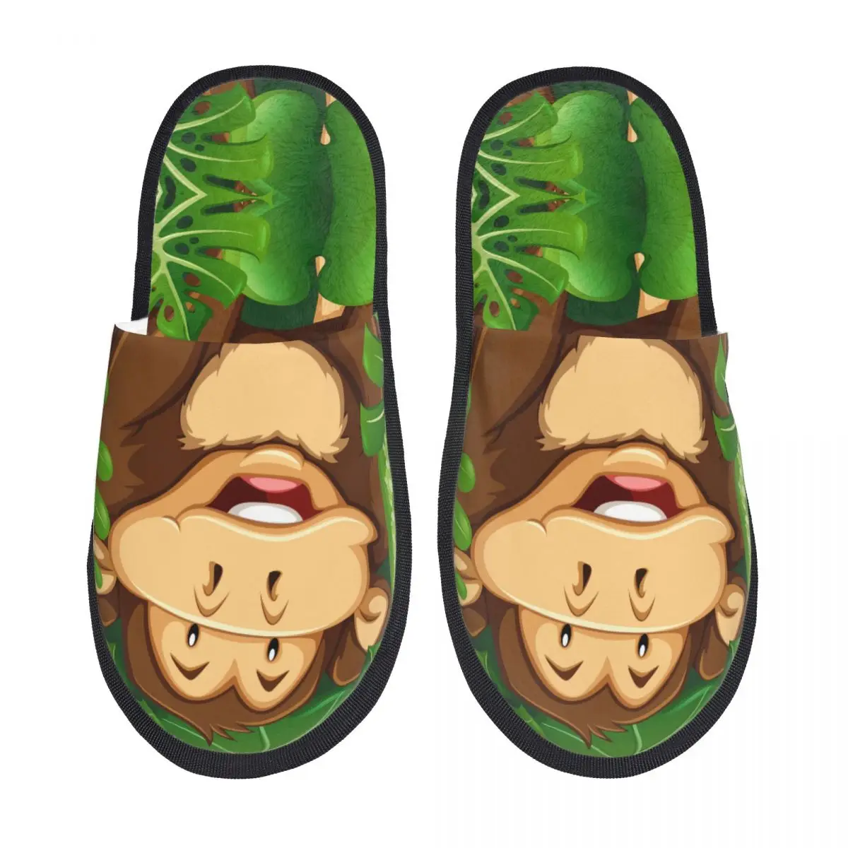 

Soft Plush Slippers Wild Forest Monkey Indoor Furry Slippers For Bedroom