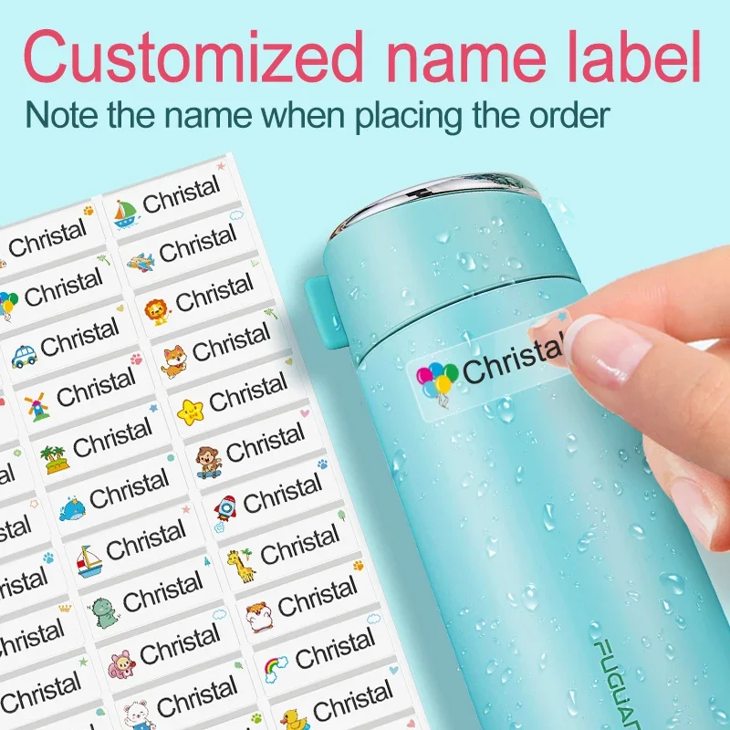 Stationery Stickers Customize Name Tag Sticker Waterproof Personalized Label Children bottle School Office Variety Shape Color
