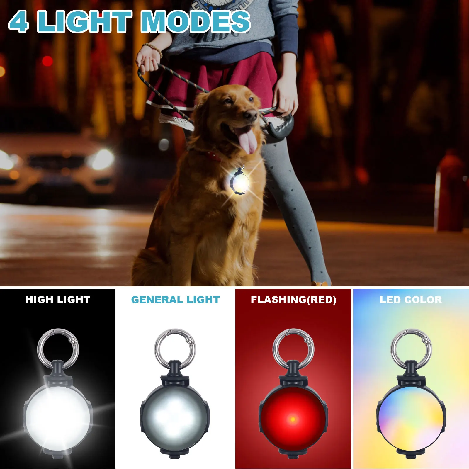 Dog Collar Pet Collar LED Dog Collar Light Cat Pet Luminous Pendant Flashlight USB Night Safety Dog Lights for Night Walking Running Camping 2 Pack