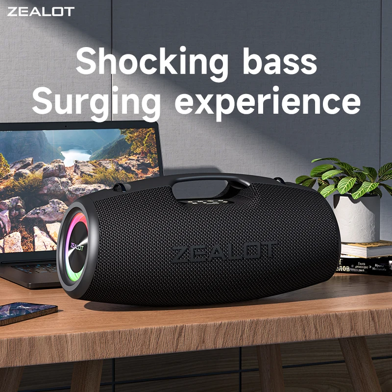 ZEALOT S78 Portable Speaker 120W High Power Bluetooth Speakers RGB Light 3D Stereo Surround TWS Boom Box