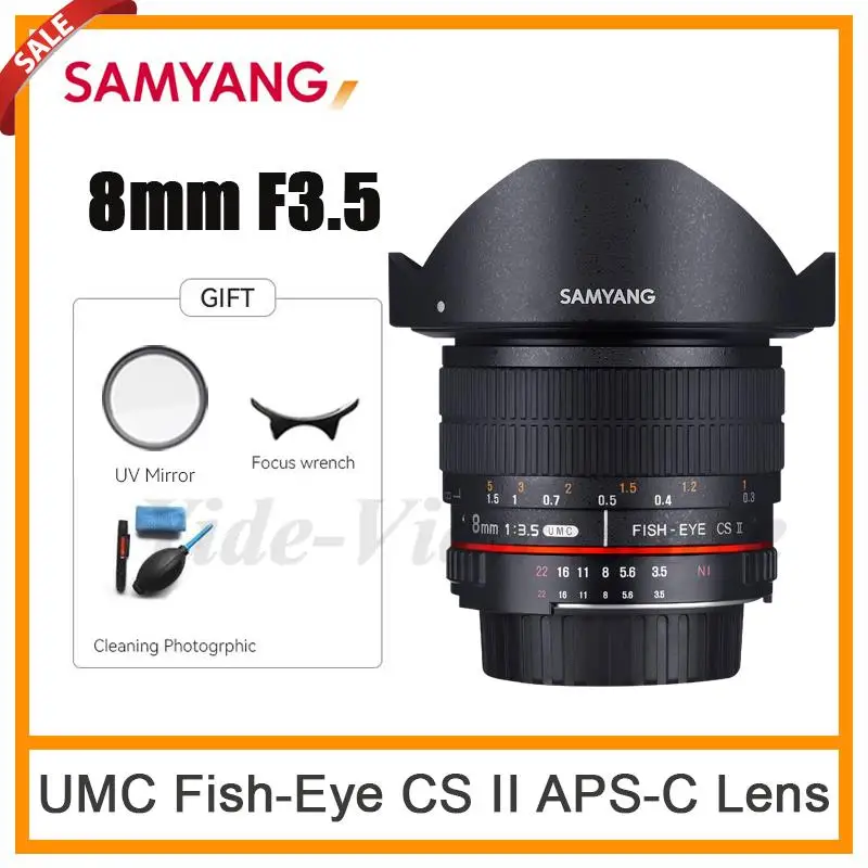 Samyang 8Mm F3.5 Umc Fish-Eye Cs Ii Obiettivo Aps-C Per Sony A/E M43 Pentax K Fotocamera Mirrorless Canon Ef Nikon Fotocamere Reflex Per Fuji