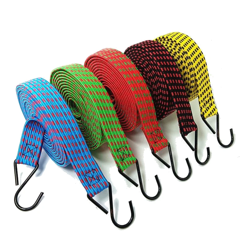 Flat High Elastic Strap For Goods Binding Rope With Hook Tied Cargo
