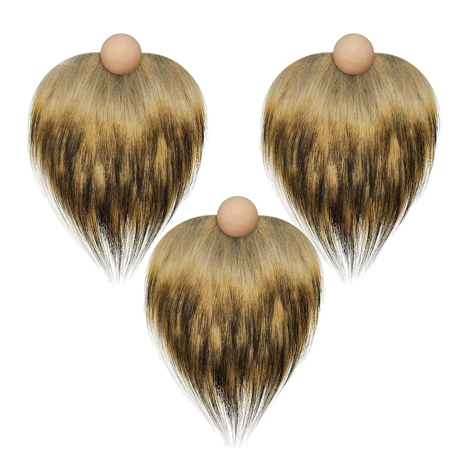 3x Pre Cut Gnome Beards Unfinished Wooden Balls Wood Gnome Nose DIY Crafts Supplies Gnome Beard Craft Fur for Holiday Christmas