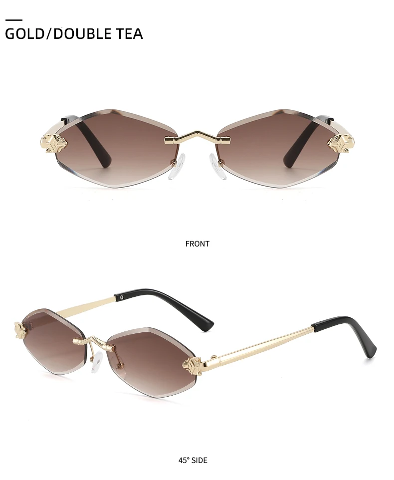 Radfahren 1/2 stücke Mode Randlose Unregelmäßige Raute Metall Sonnenbrille Frauen Luxus Marke Sonnenbrille Reise Fahren Brillen UV400 – Detail 8