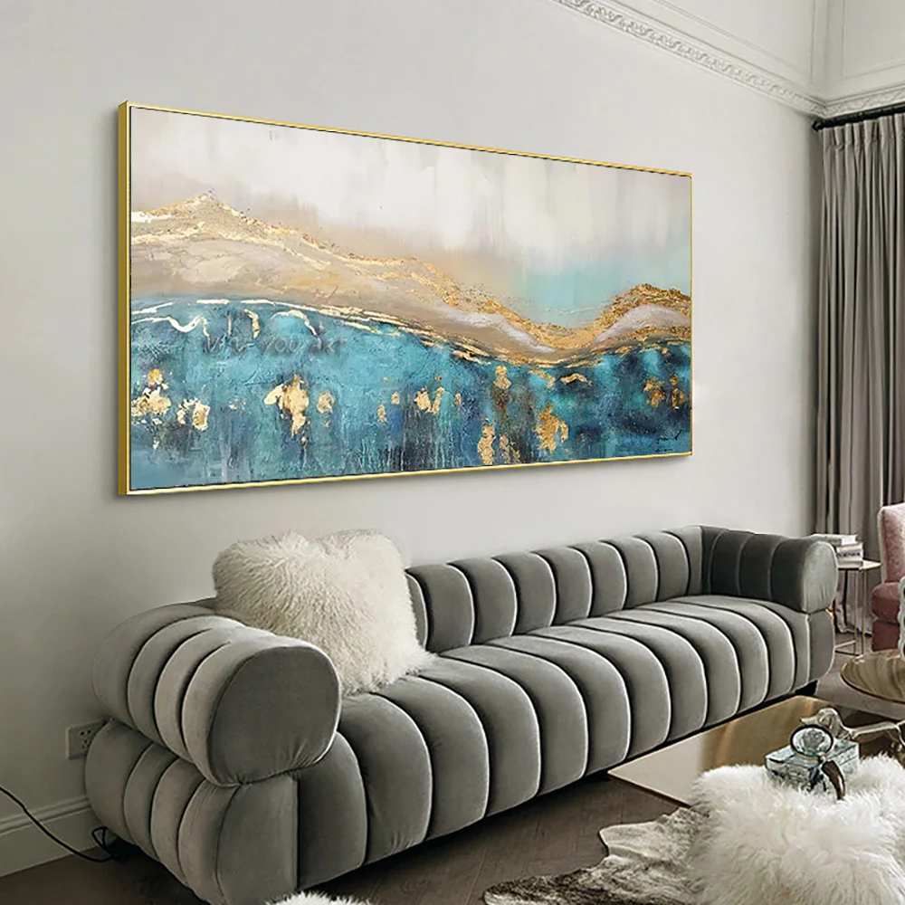 

Modern Abstract Landscape Hand Painted Oil Painting Wall Art Handmade Nordic Canvas Painting for Home Decoration Frameless