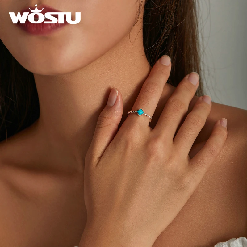 WOSTU-리얼  오픈 반지, 손가락 사이즈 조절 가능 결혼 반지, 여성용 약혼 패션 실버 주얼리 선물