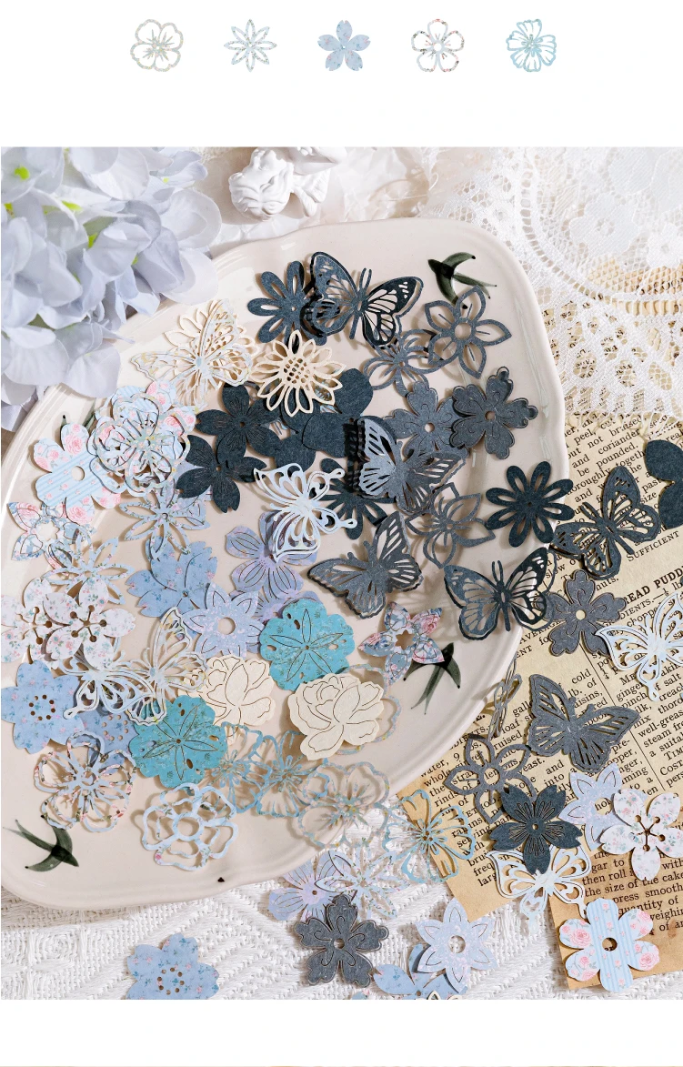 50 Stück Vintage-Spitze, hohler Rahmen, florales Material, Papier, Junk-Journal, Planer, Scrapbooking, dekorative Fotoalben, Bastelbedarf – Detail 12