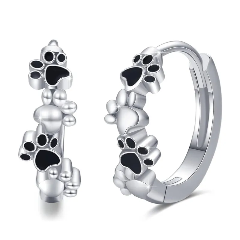 Huitan Pet Footprint Women's Hoop Earrings Cute Small Circle Earrings - PeticaDeals