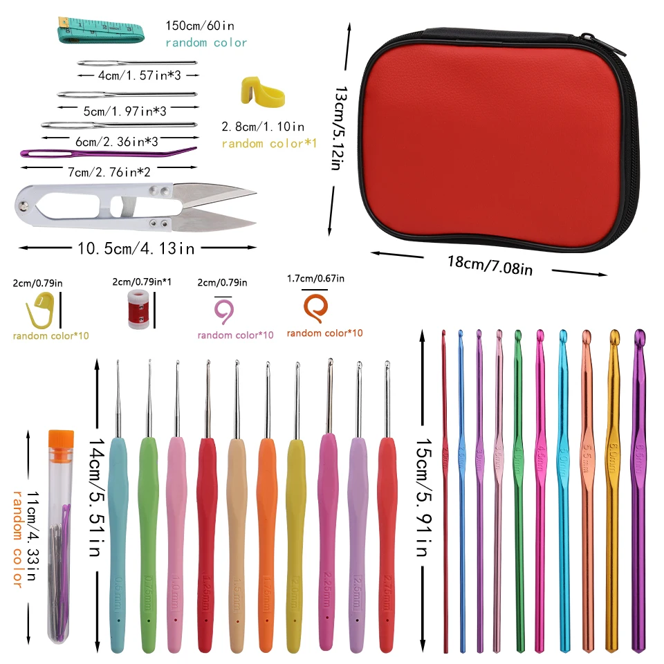 Description Picture 3 of itemKRABALL Crochet Hooks Set DIY Steel Knitting Needles Stitches Knit Craft Scissors Markers Weaving Sewing Accessories Tools