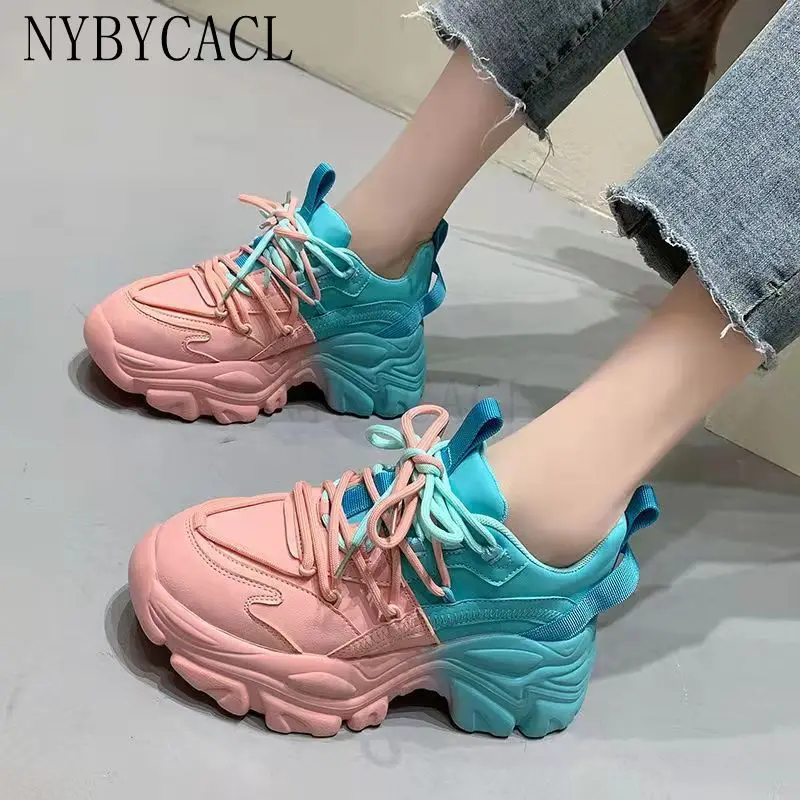 Chunky Sneakers Women 2022 Fashion Platform Shoes Basket Femme Vulcanize Shoes Womens Casual Krassovki Female Trainers Dad Shoes