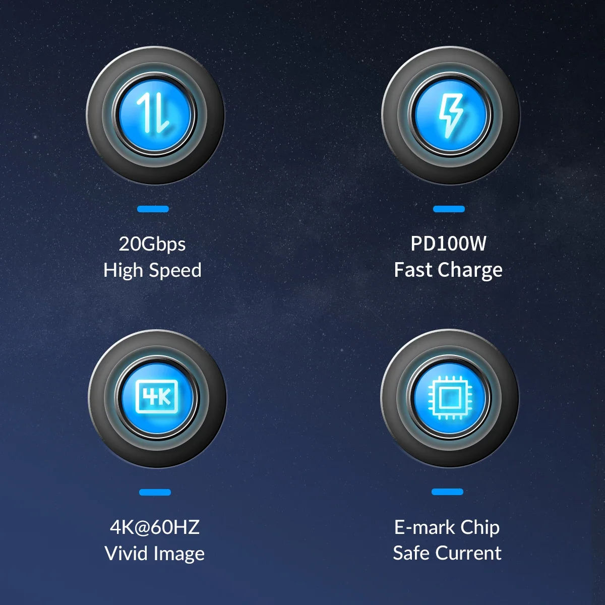 ORICO 고속 충전기 충전 코드, 20Gbps 케이블, USB C to C PD100W, USB3.2 Gen2 HD, 4K @ 60Hz 브레이드 와이어, C타입 익스텐션 라인 카벨
