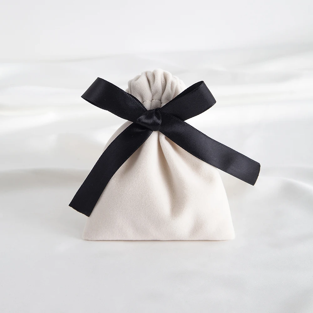 Luxury Beige Velvet Jewelry and Gift Pouches - Set of 10