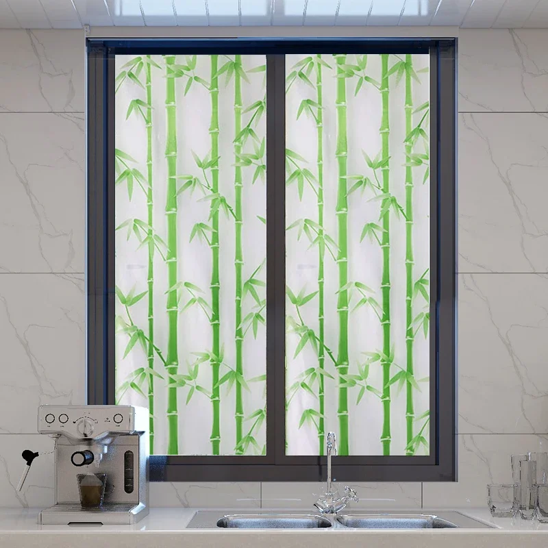 3D Bamboo Electrostatic Glass Film Frosted Window Sticker Transparent Opaque Living Room Bathroom window film window privacy film window sticker