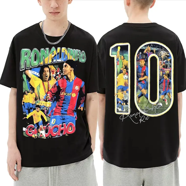 

Marino Morwood Ronaldinho Double Sided Graphic Tshirt Streetwear Fashion Casual T-shirts Male Hip Hop Tee Oversized T Shirt Men