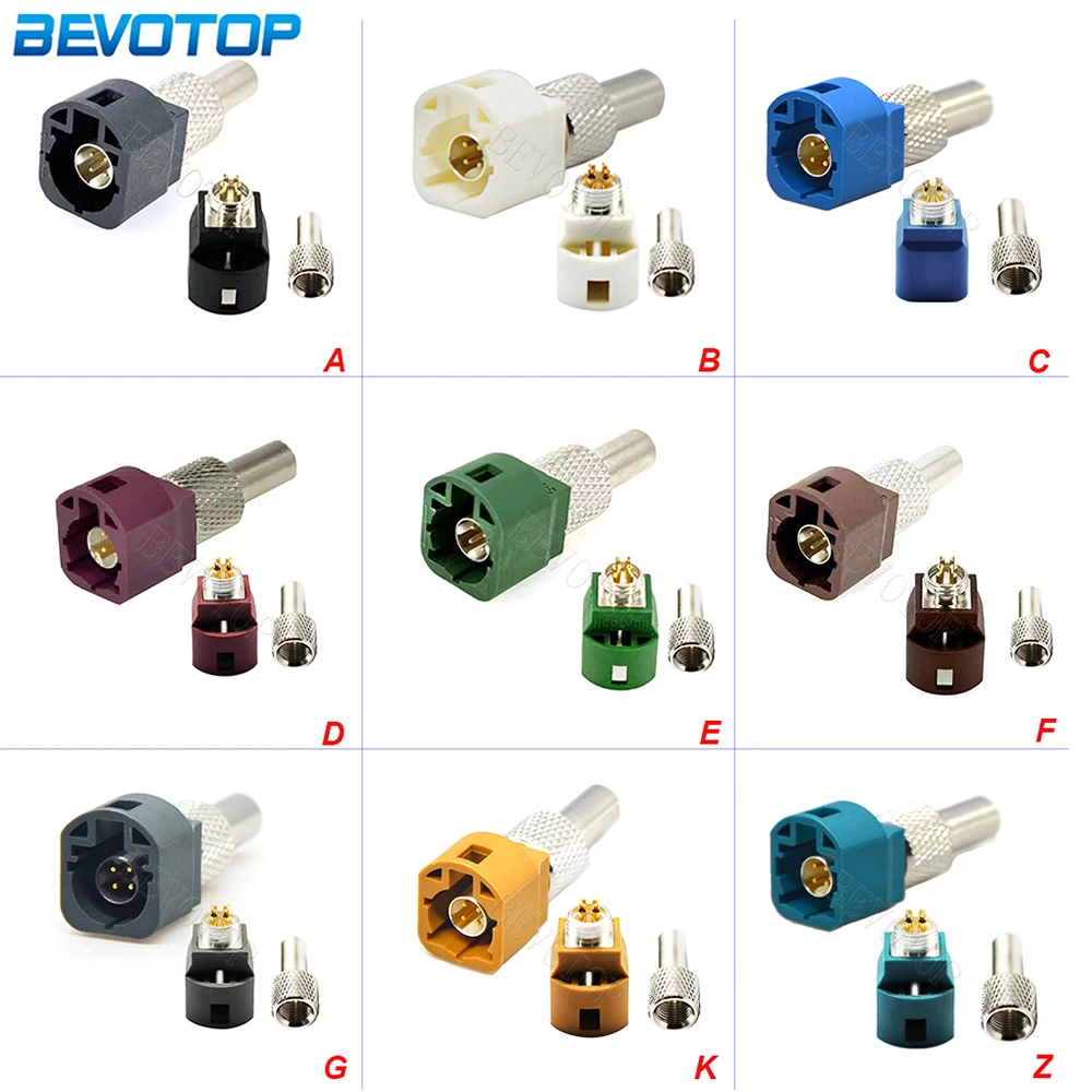 

1PCS HSD LVDS 4 Pin Code B/C/D/G/J/K/Z Connector Straight Male Plug Crimp for Dacar 535 4 Core Coaxial Cable Car Reversing LVDS